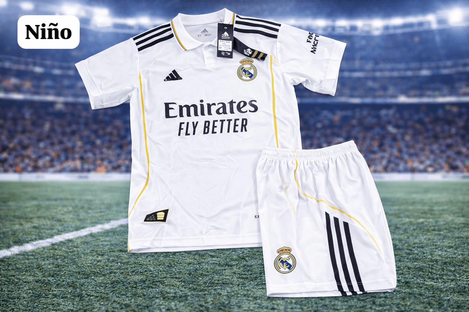 Conjunto Europeo Real Madrid Blanco Dorado – Niño